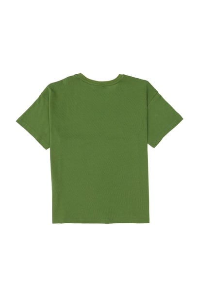 Erkek Çocuk Yeşil Oversize Bisiklet Yaka Tişört