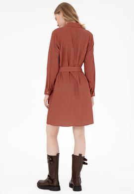 Kadın Haki Kemerli Mini Boy Dokuma Elbise - 50292269004