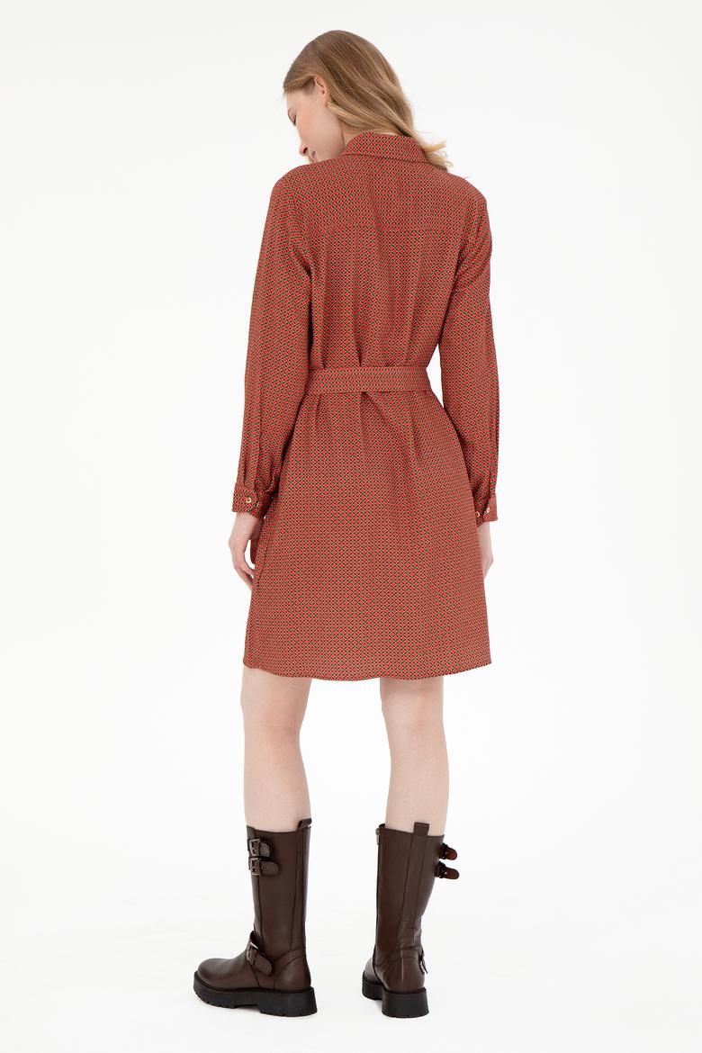 Kadın Haki Kemerli Mini Boy Dokuma Elbise - 50292269004