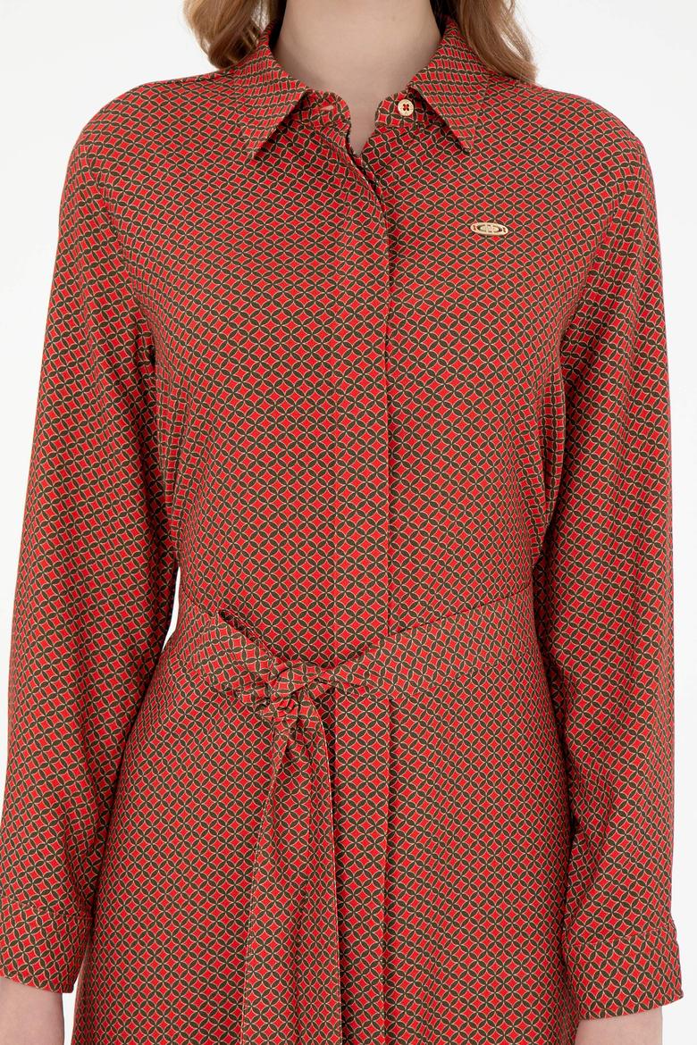 Kadın Haki Kemerli Mini Boy Dokuma Elbise - 50292269004