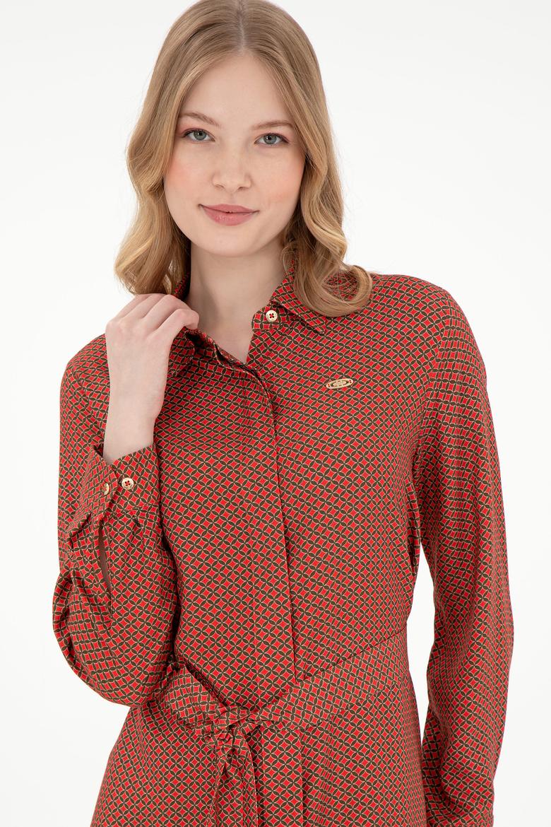 Kadın Haki Kemerli Mini Boy Dokuma Elbise - 50292269004