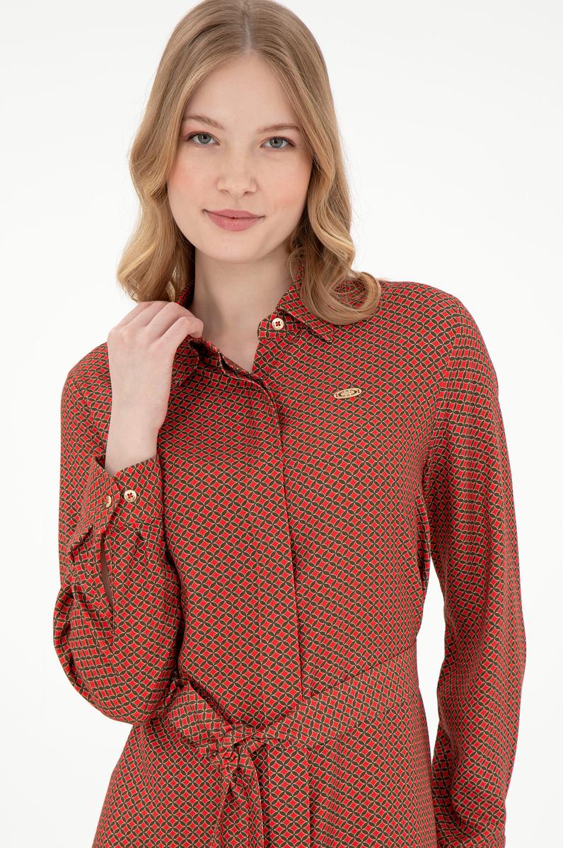 Kadın Haki Kemerli Mini Boy Dokuma Elbise