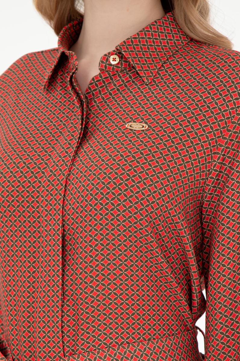 Kadın Haki Kemerli Mini Boy Dokuma Elbise