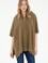 Kadın Haki Fermuarlı Triko Panço