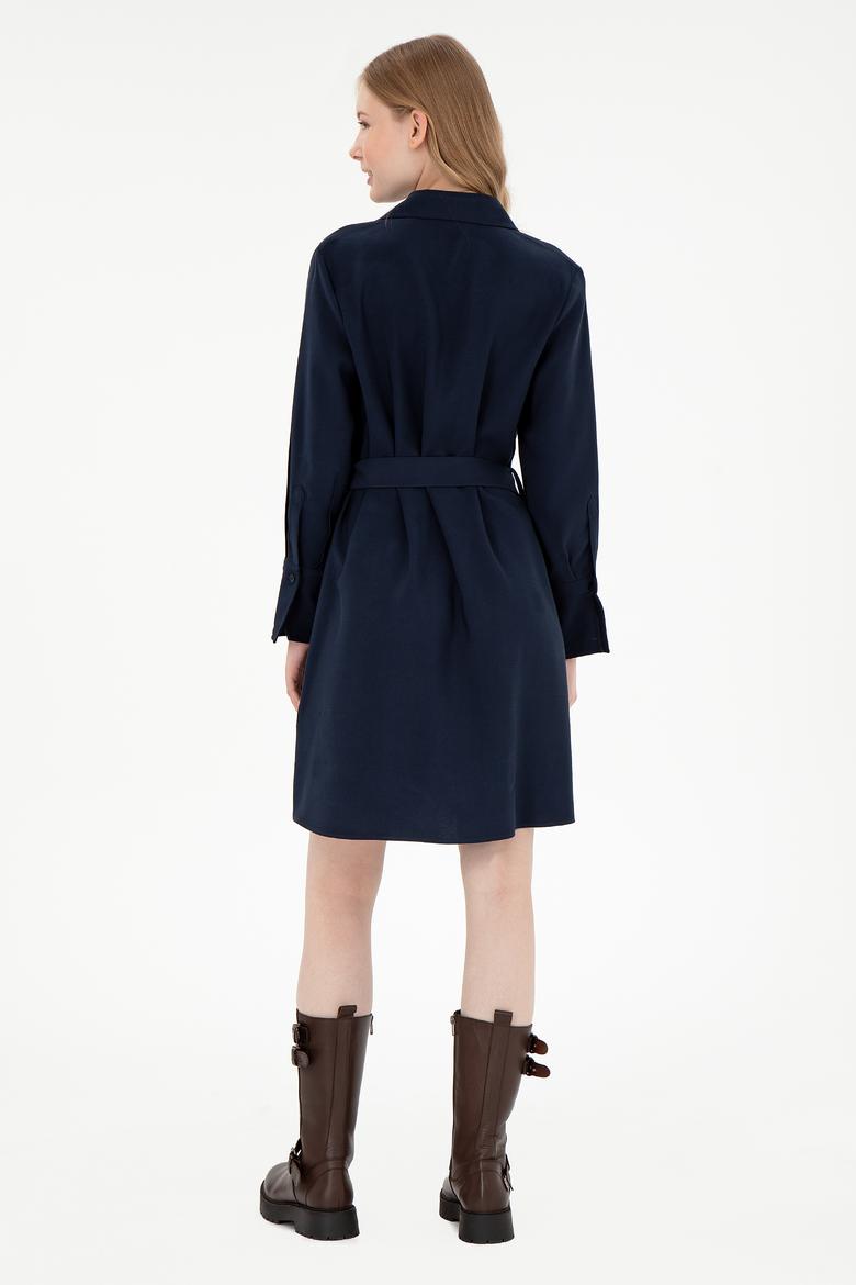 Kadın Lacivert Mini Boy Dokuma Elbise - 50297327010