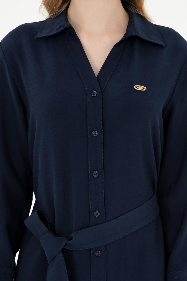 Kadın Lacivert Mini Boy Dokuma Elbise - 50297327010