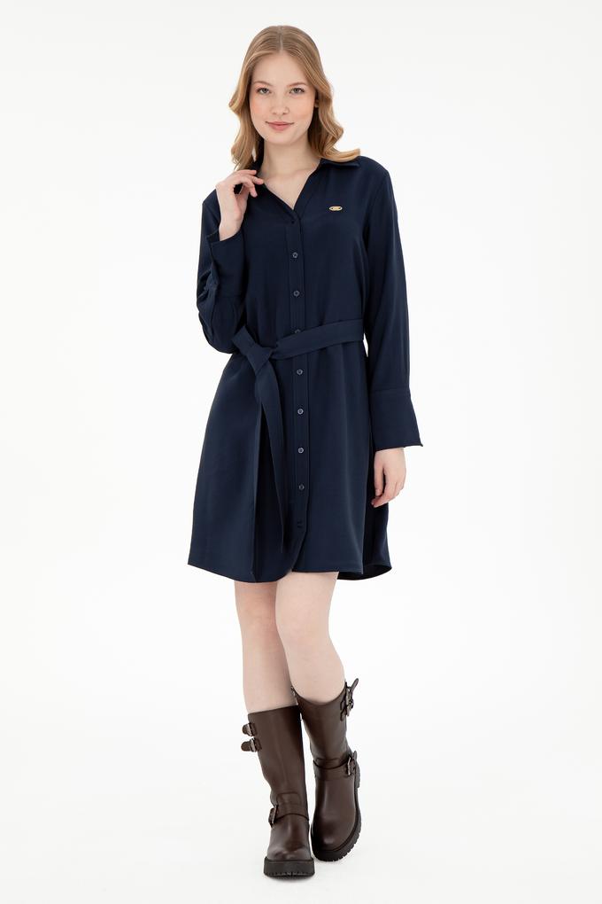 Kadın Lacivert Mini Boy Dokuma Elbise