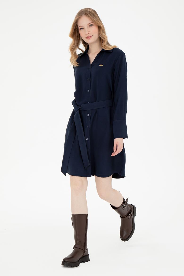Kadın Lacivert Mini Boy Dokuma Elbise - 50297327010