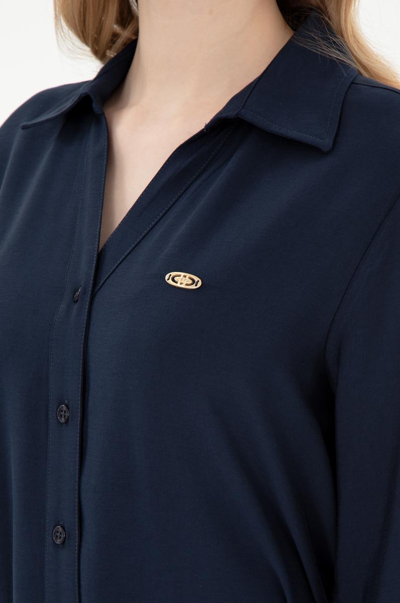 Kadın Lacivert Mini Boy Dokuma Elbise