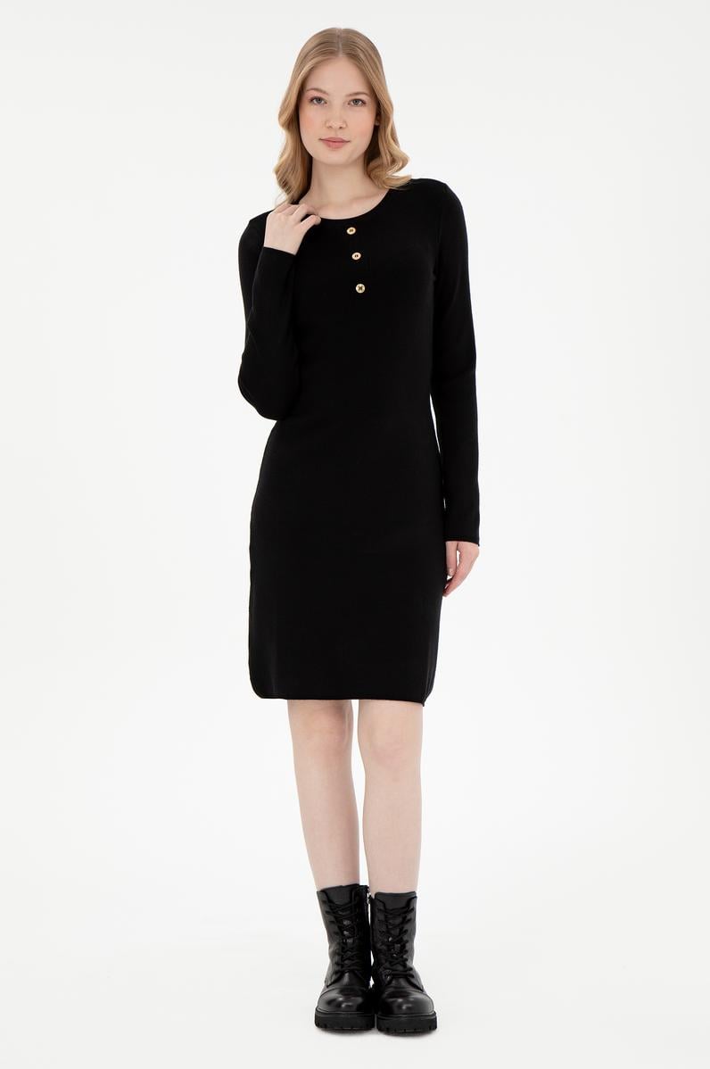 Kadın Siyah Mini Boy Triko Elbise