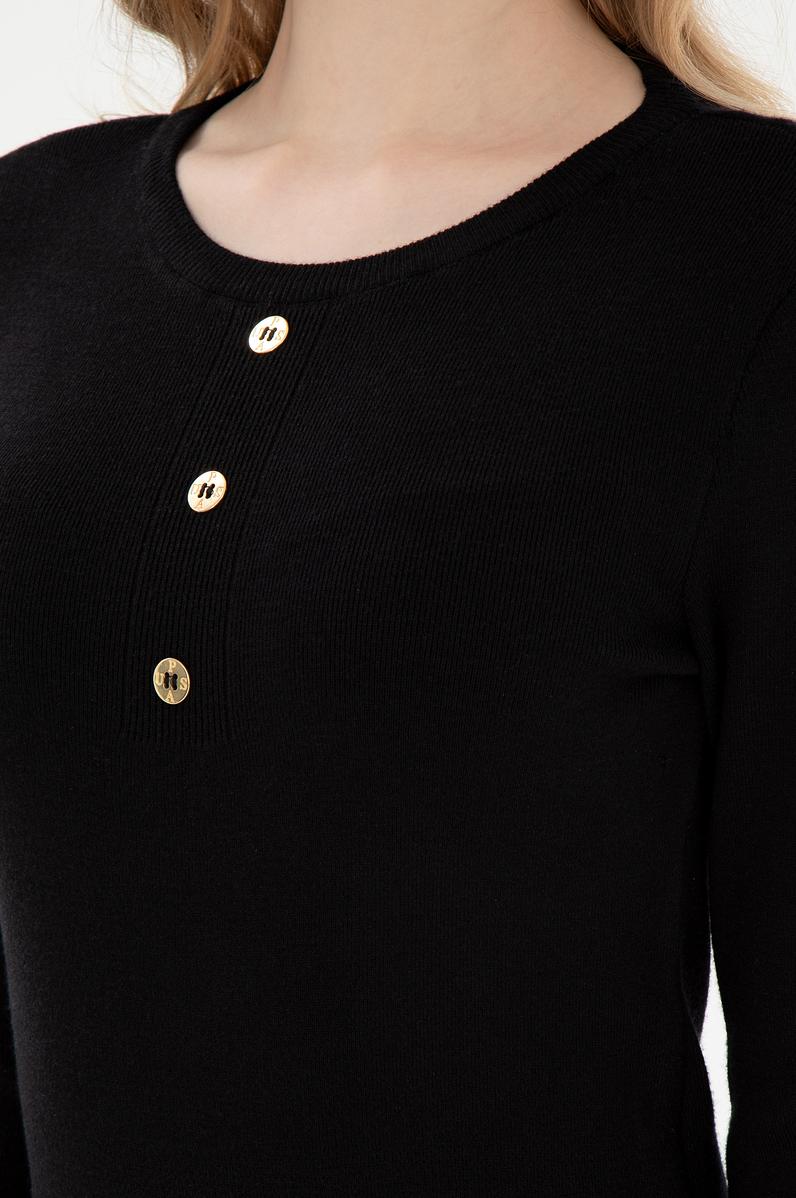 Kadın Siyah Mini Boy Triko Elbise