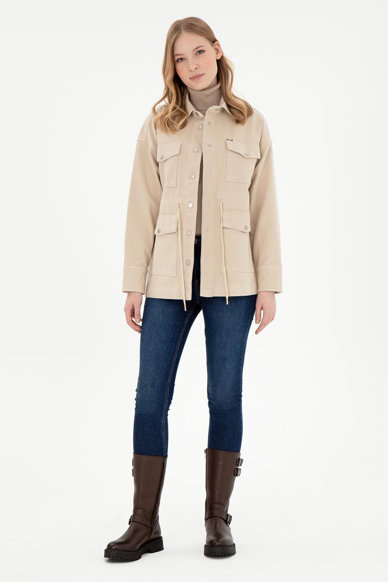 Kadın Ekru Jean Gömlek - 50296015005