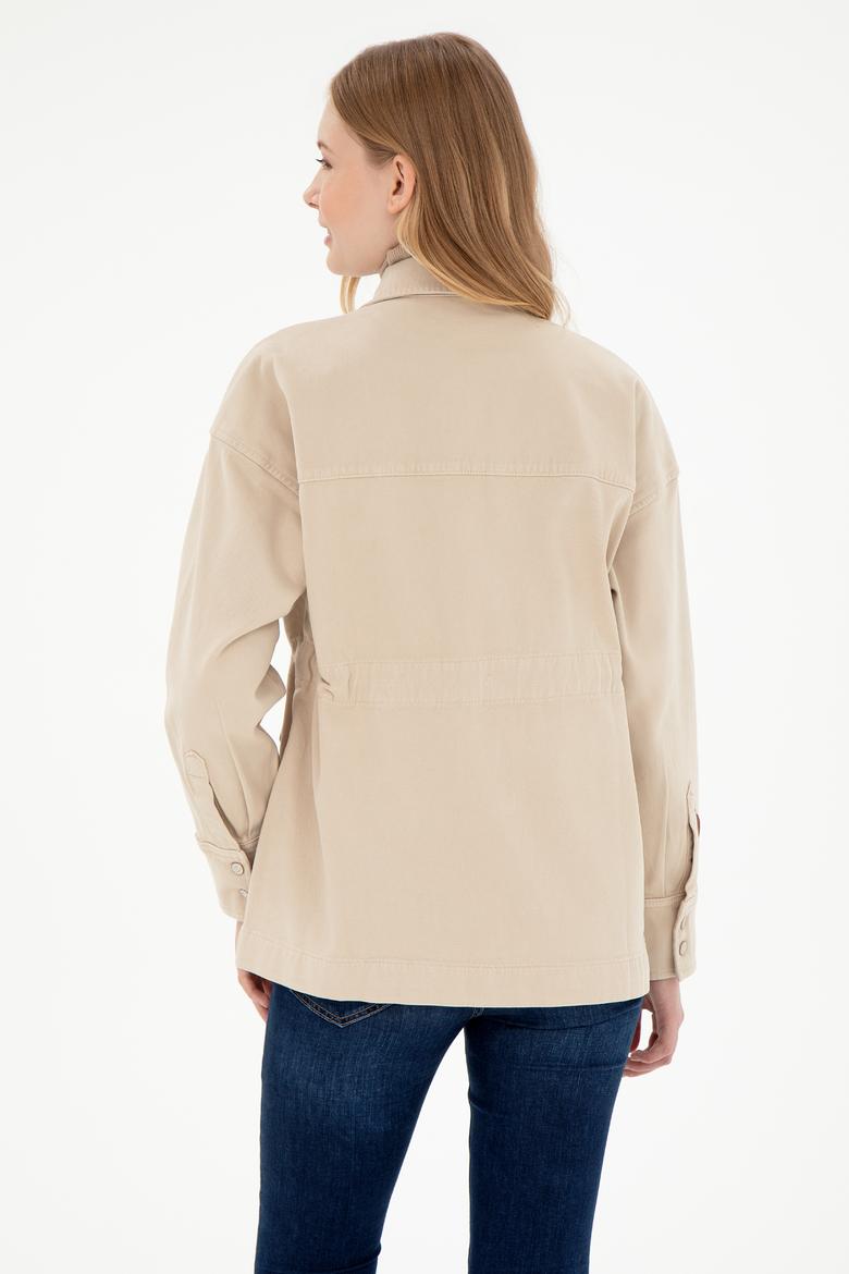 Kadın Ekru Jean Gömlek - 50296015005