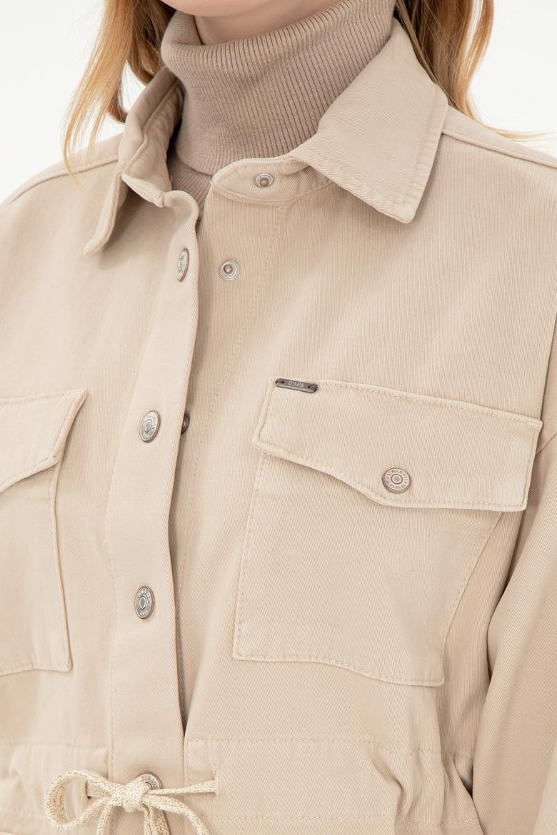 Kadın Ekru Jean Gömlek - 50296015005