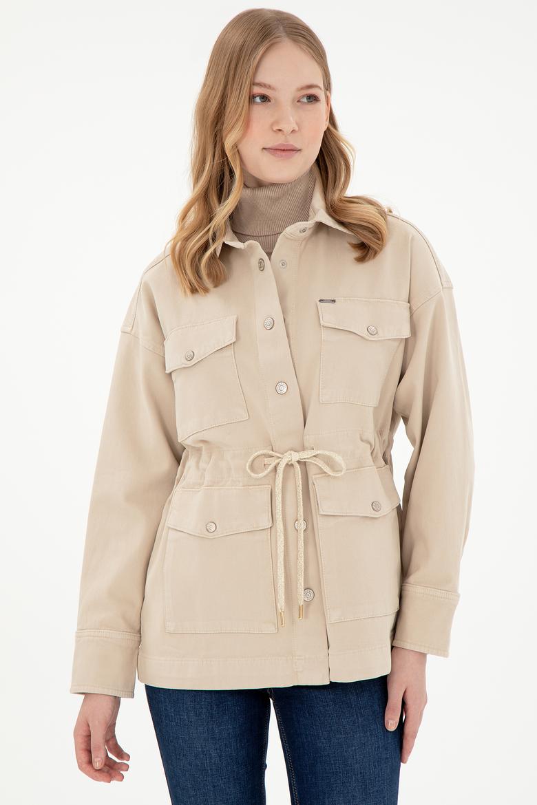 Kadın Ekru Jean Gömlek - 50296015005