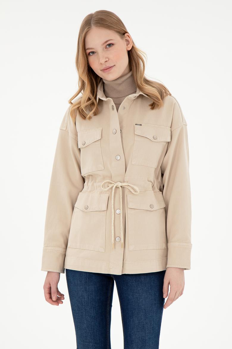 Kadın Ekru Jean Gömlek