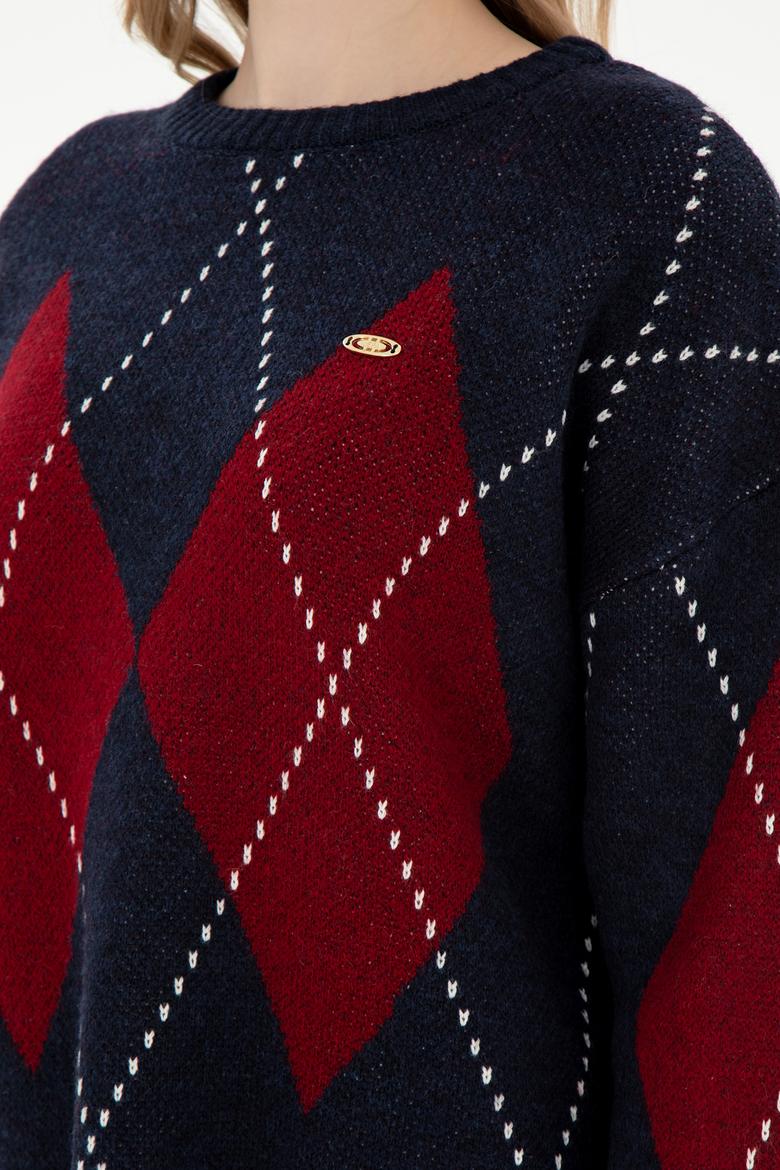 Kadın Lacivert Bisiklet Yaka Kazak - 50297113004