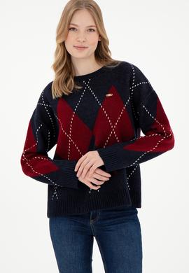 Kadın Lacivert Bisiklet Yaka Kazak - 50297113004