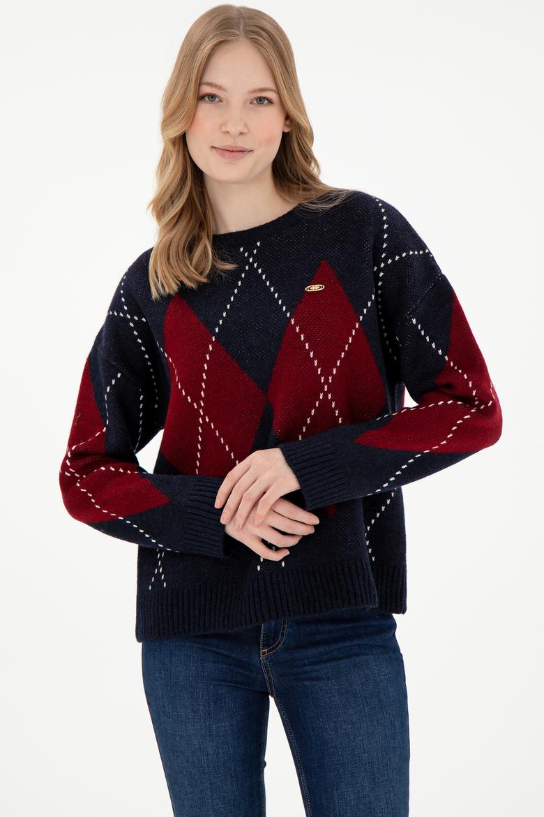 Kadın Lacivert Bisiklet Yaka Kazak - 50297113004