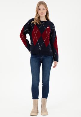 Kadın Lacivert Bisiklet Yaka Kazak - 50297113004