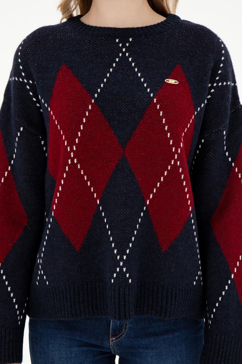 Kadın Lacivert Bisiklet Yaka Kazak - 50297113004