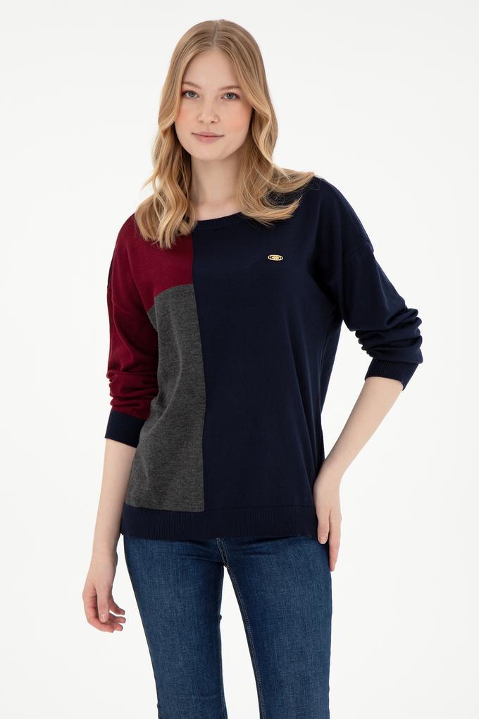 Kadın Lacivert Bisiklet Yaka Kazak