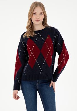 Kadın Lacivert Bisiklet Yaka Kazak - 50297113004