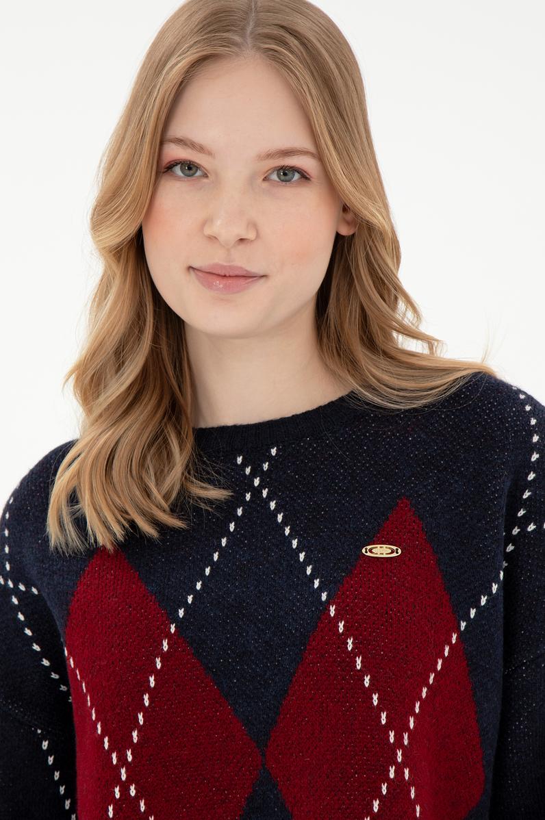 Kadın Lacivert Bisiklet Yaka Kazak