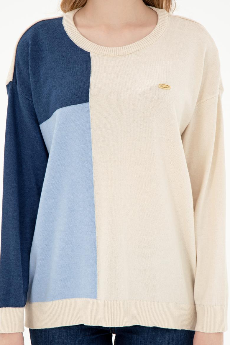 Kadın Krem Bisiklet Yaka Kazak - 50297112008