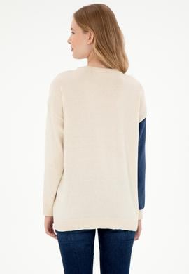 Kadın Krem Bisiklet Yaka Kazak - 50297112008