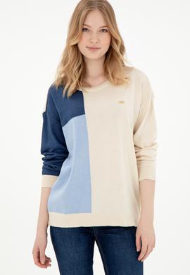 Kadın Krem Bisiklet Yaka Kazak - 50297112008