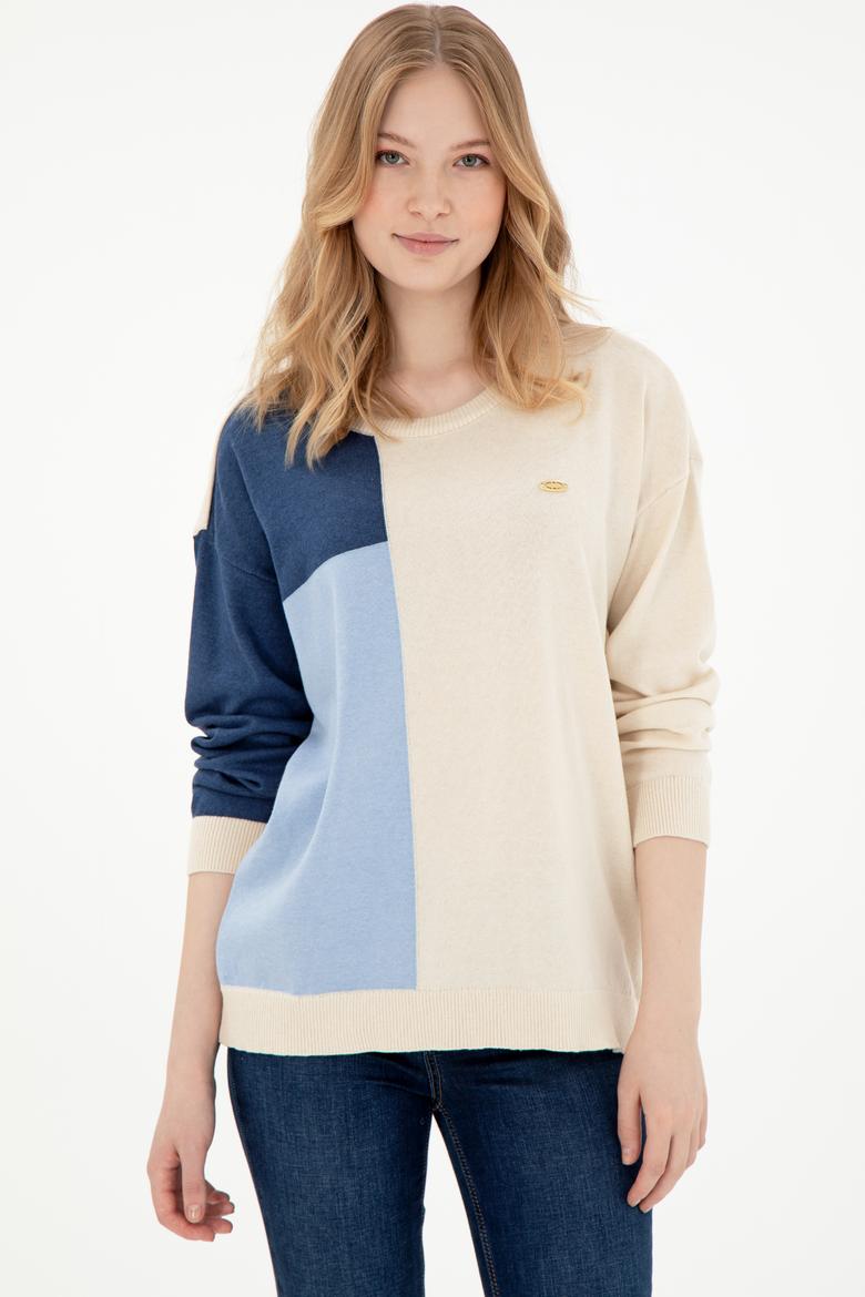 Kadın Krem Bisiklet Yaka Kazak - 50297112008