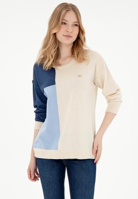 Kadın Krem Bisiklet Yaka Kazak - 50297112008