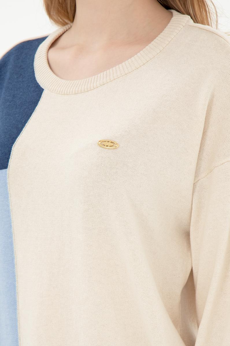 Kadın Krem Bisiklet Yaka Kazak