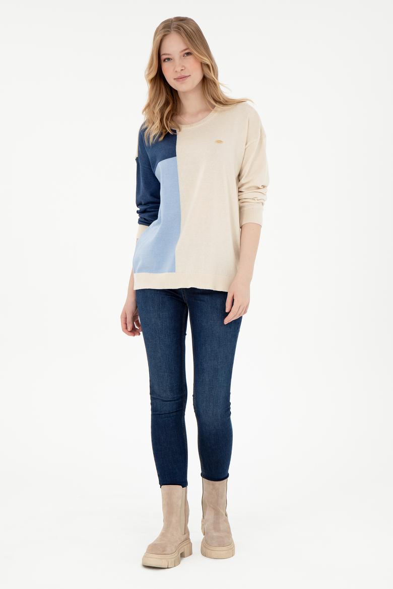 Kadın Krem Bisiklet Yaka Kazak - 50297112008