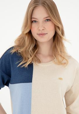 Kadın Krem Bisiklet Yaka Kazak - 50297112008