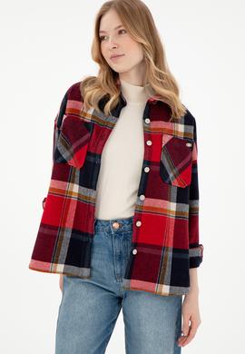 Kadın Kırmızı Uzun Kollu Gömlek - 50296163031