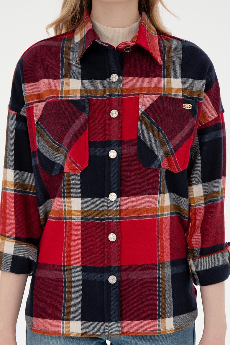 Kadın Kırmızı Uzun Kollu Gömlek - 50296163031