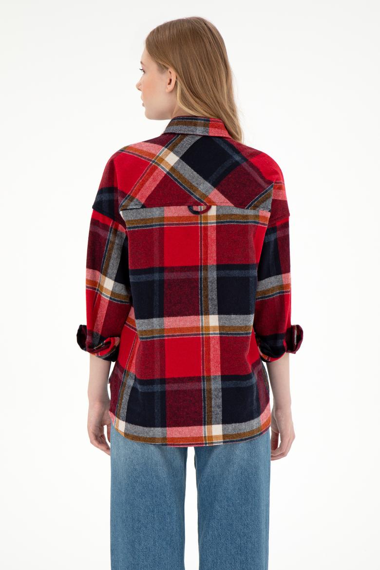 Kadın Kırmızı Uzun Kollu Gömlek - 50296163031