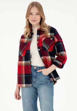 Kadın Kırmızı Uzun Kollu Gömlek - 50296163031