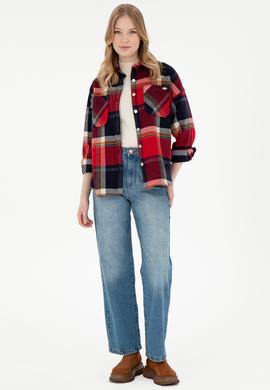 Kadın Kırmızı Uzun Kollu Gömlek - 50296163031