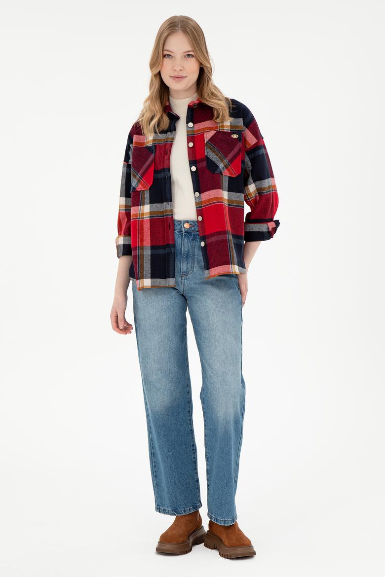 Kadın Kırmızı Uzun Kollu Gömlek - 50296163031