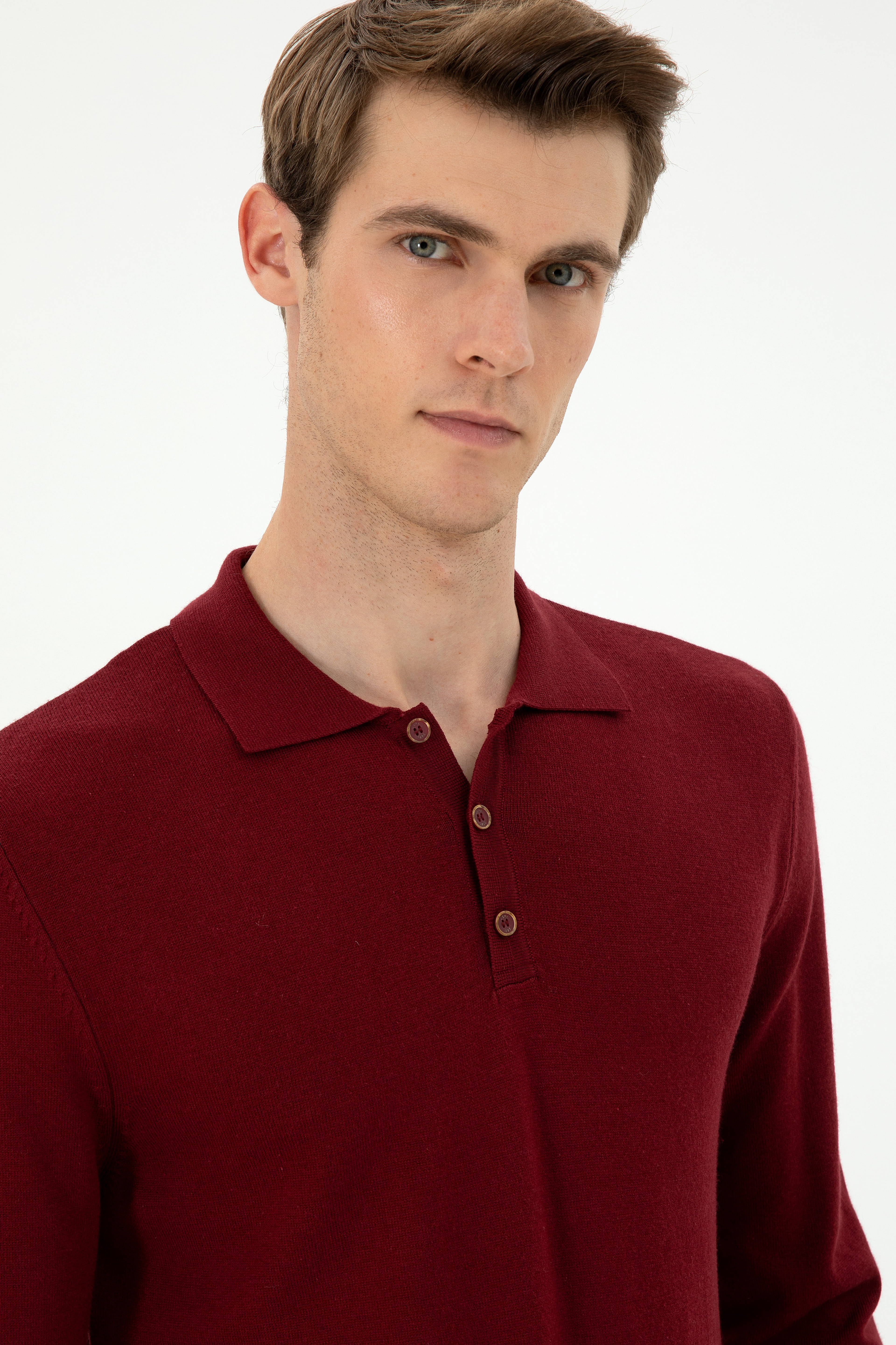 Erkek Bordo Basic Kazak - Image 2