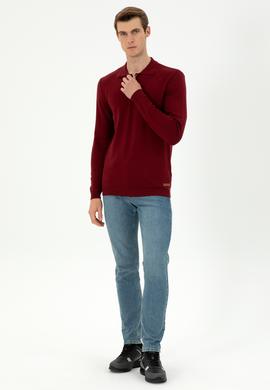 Erkek Bordo Basic Kazak - 50294739028
