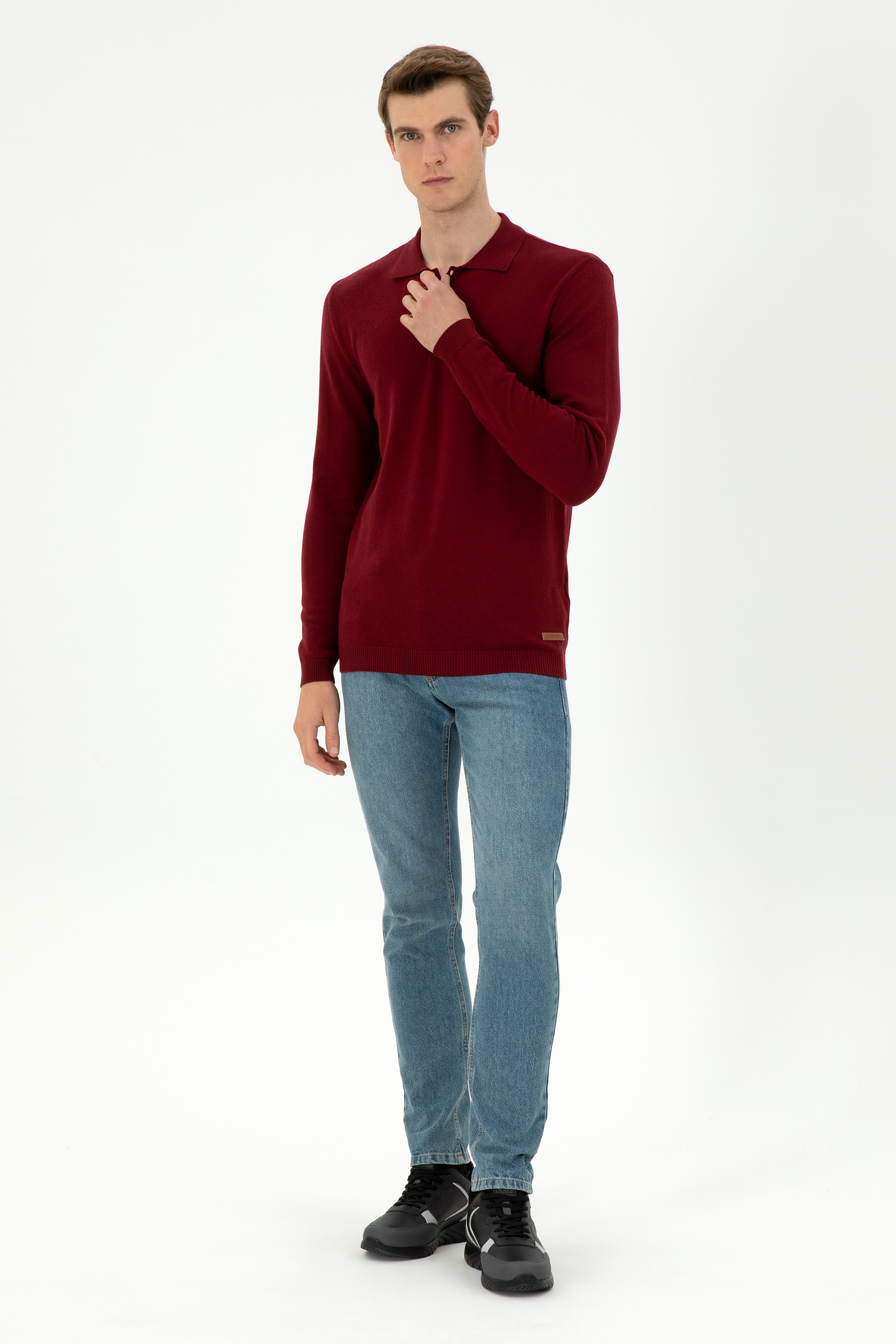 Erkek Bordo Basic Kazak - Image 4