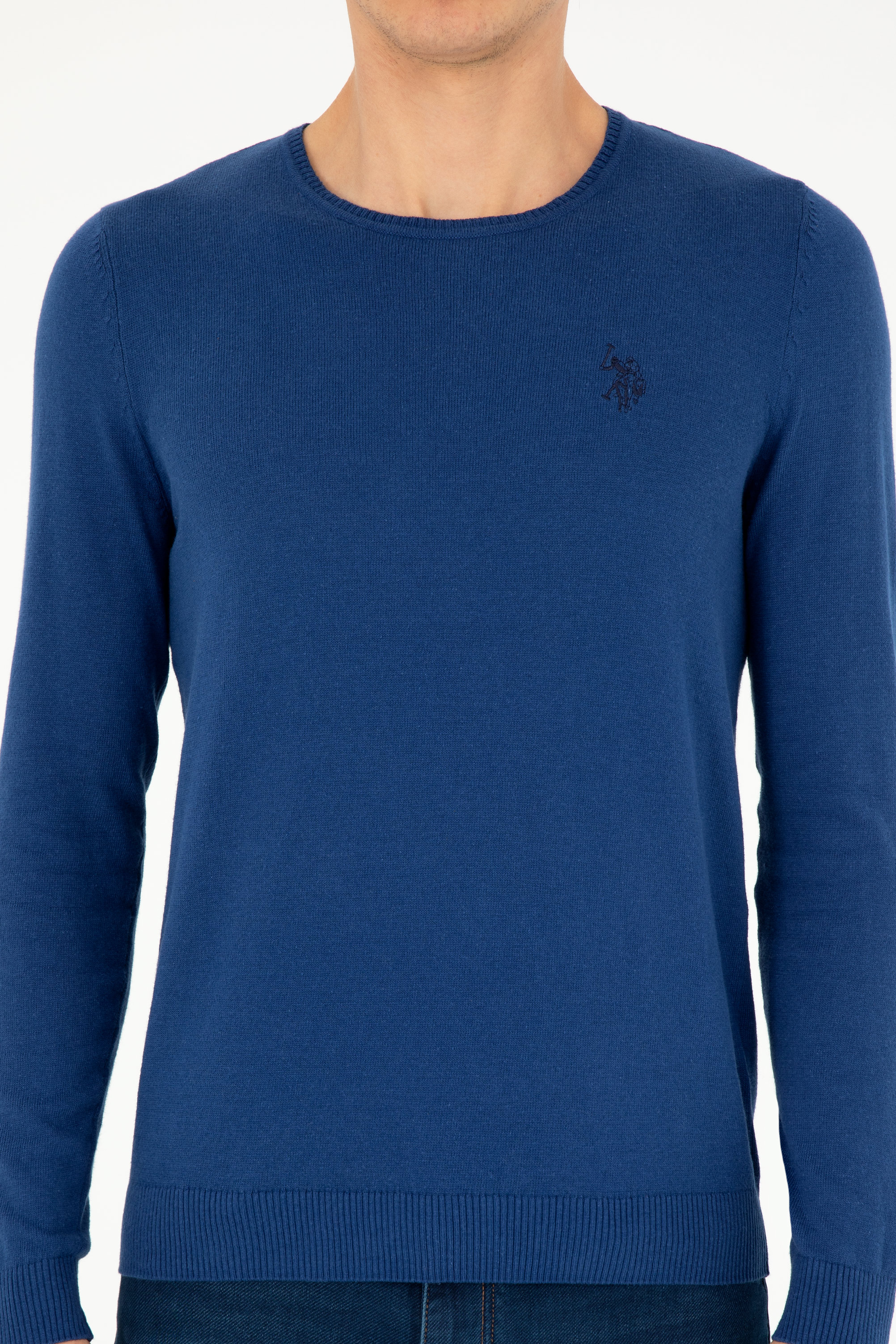 Erkek İndigo Basic Kazak - Image 6