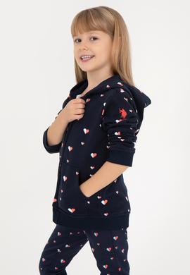 Kız Çocuk Lacivert Kapüşonlu Sweatshirt - 50298198018