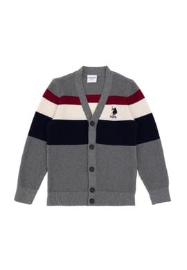 Erkek Çocuk Açık Gri Melanj Triko Hırka - 50295507016