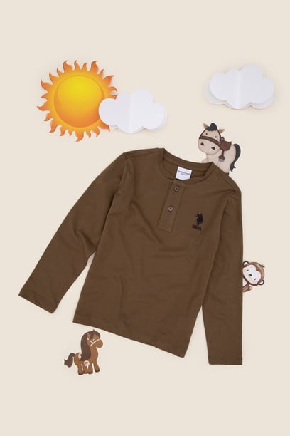 Erkek Çocuk Haki Basic Sweatshirt