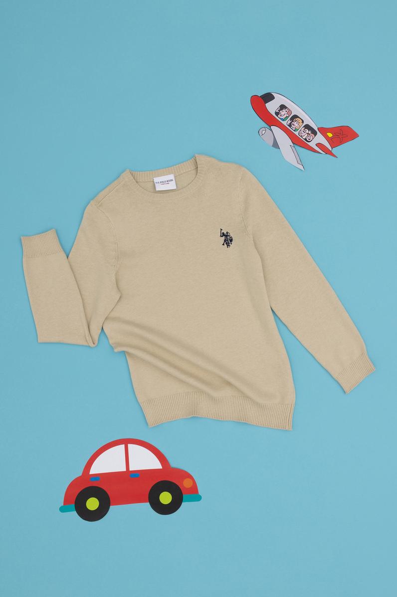 Erkek Çocuk Açık Haki Basic Kazak